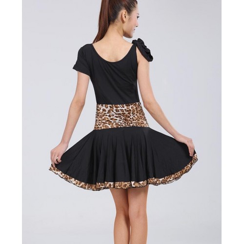 Black leopard Latin Dance Dress Professional Latin Dress Samba Dance Latin Salsa Dresses Dance Costumes for Dancing Dress